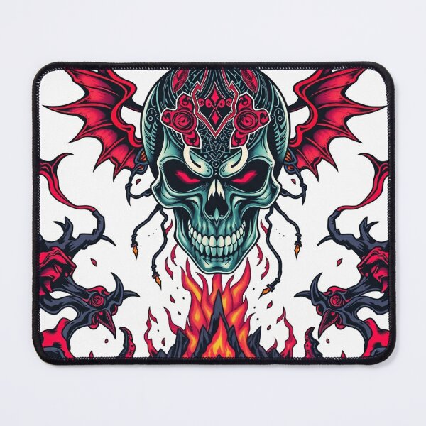 Item preview, Demonic Flaming Evil Heavy Metal Skull Graphic design illustration designed and sold by Vintage Designs +.