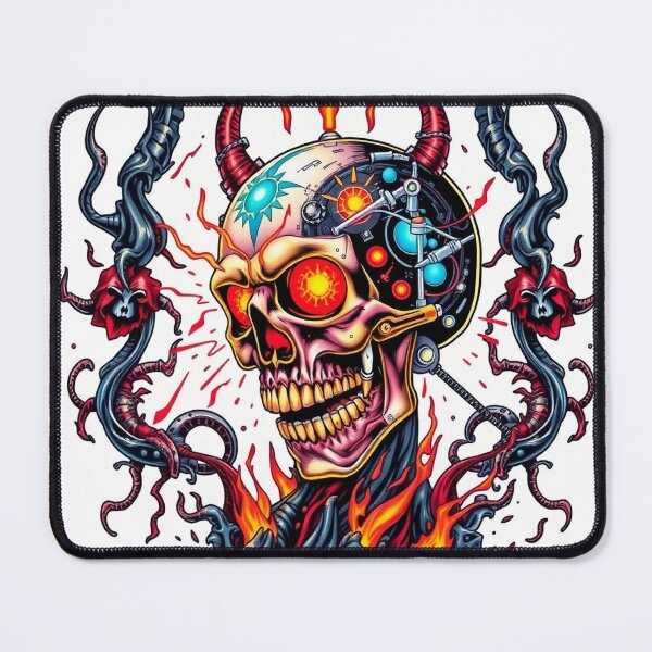 Item preview, Demonic Flaming Evil Heavy Metal Skull Graphic design illustration designed and sold by Vintage Designs +.