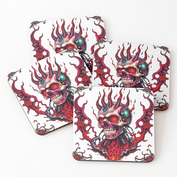 Item preview,   Demonic Flaming Evil Heavy Metal Skull Graphic design illustration designed and sold by Vintage Designs +.