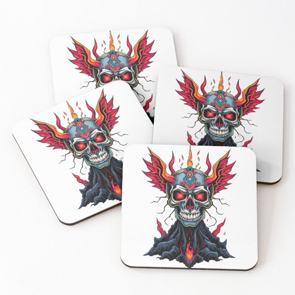 Item preview, Demonic Flaming Evil Heavy Metal Skull Graphic design illustration designed and sold by Vintage Designs +.