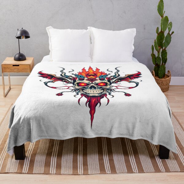 Item preview, Demonic Flaming Evil Heavy Metal Skull Graphic design illustration designed and sold by Vintage Designs +.