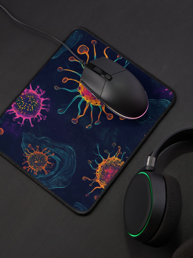 Aperçu 4 sur 5. Tapis de souris avec l'œuvre Anticorps entourant les micros 02 créée et vendue par Bababubee.