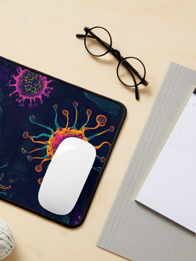 Aperçu 3 sur 5. Tapis de souris avec l'œuvre Anticorps entourant les micros 02 créée et vendue par Bababubee.