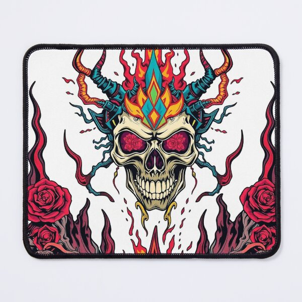 Item preview, Demonic Flaming Evil Heavy Metal Skull Graphic design illustration designed and sold by Vintage Designs +.