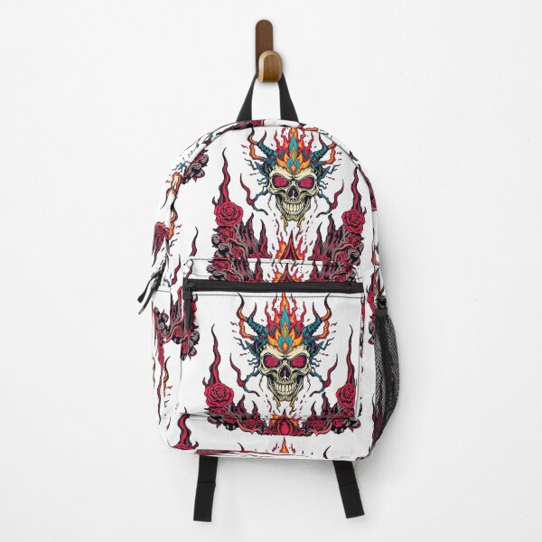 Item preview, Demonic Flaming Evil Heavy Metal Skull Graphic design illustration designed and sold by Vintage Designs +.