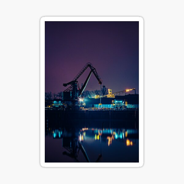 Item preview,  Night Industrial Urban Photography Port Wrocław designed and sold by MerryStomps.