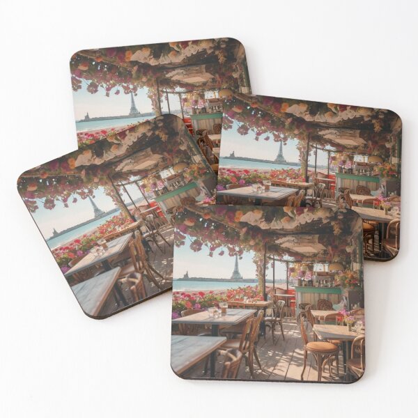 Item preview, Coastal Serenity A Parisian Coffee Shop by the Beach designed and sold by BlareBlare.