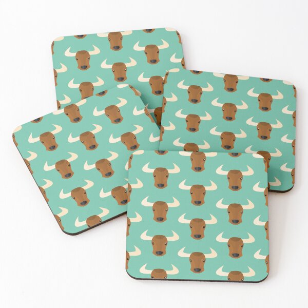 Item preview, Bulls' heads on blue designed and sold by reneesillus.