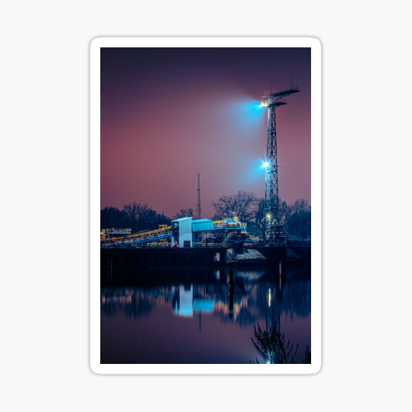 Item preview, Night Industrial Urban Photography Port Wrocław designed and sold by MerryStomps.