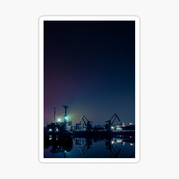 Item preview, Night Industrial Urban Photography Port Wrocław designed and sold by MerryStomps.