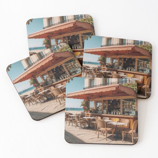Item preview, Charming Beachfront Parisian Café with Ocean Breeze designed and sold by BlareBlare.
