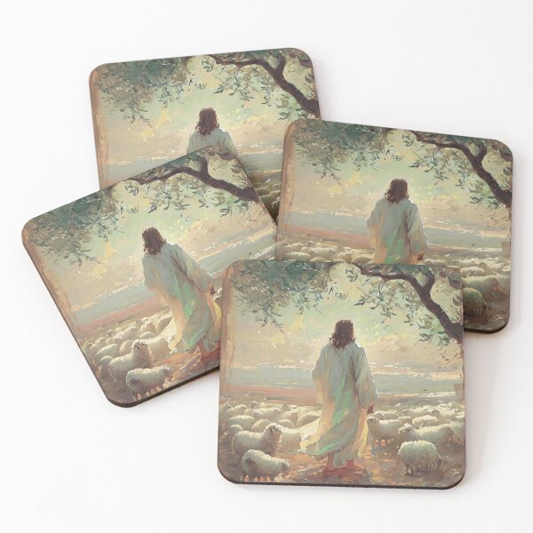 Item preview,  Peaceful Jesus Sitting Under an Olive Tree with Sheep painting designed and sold by Monika Howarth.