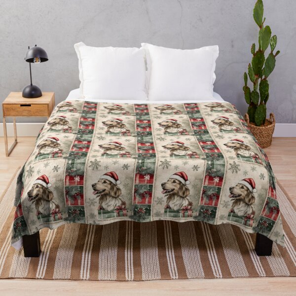 Item preview, vintage Christmas Retriever dog pattern designed and sold by PoppyLaneStudio.