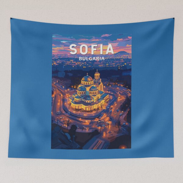 Item preview, Sofia Bulgaria  Illustration Travel Art Vintage designed and sold by KrisSidDesigns.