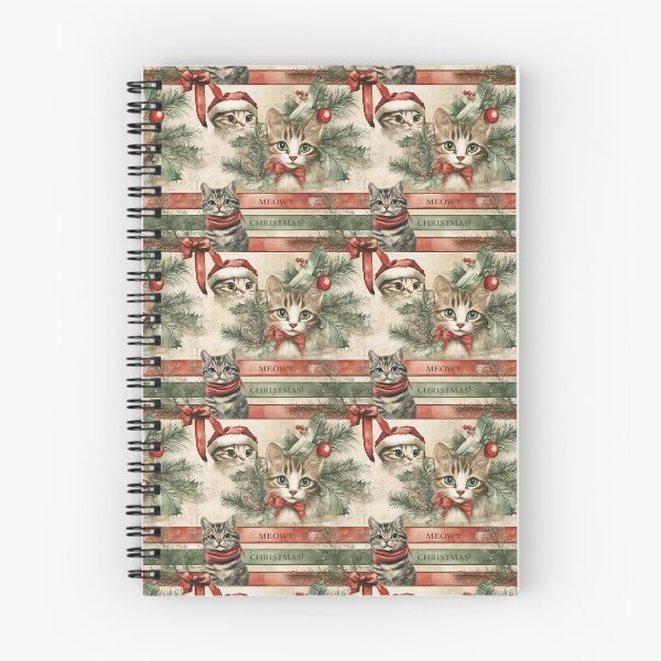 Item preview, vintage Christmas cat pattern  designed and sold by PoppyLaneStudio.