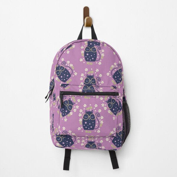 Item preview, Seamless With Cute Cat Purple Doodle designed and sold by vintageretrostyleshop.