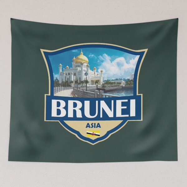 Item preview, Brunei Illustration Retro Badge designed and sold by KrisSidDesigns.