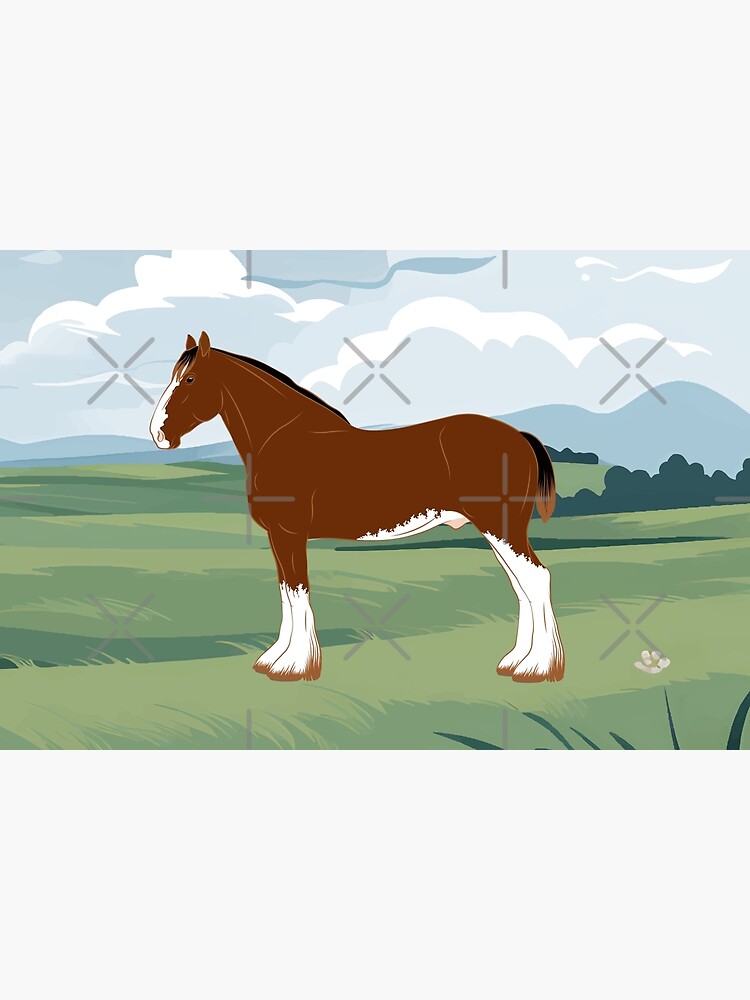 Aperçu 6 sur 6. Tapis de bain avec l'œuvre Cheval Clydesdale, cheval bai sur un fond de paysage, cheval de trait, races de chevaux du Royaume Uni créée et vendue par WebEquitation.
