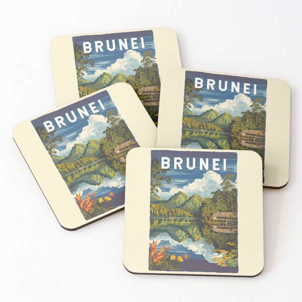 Item preview, Brunei Painterly Illustration Travel Art Vintage designed and sold by KrisSidDesigns.