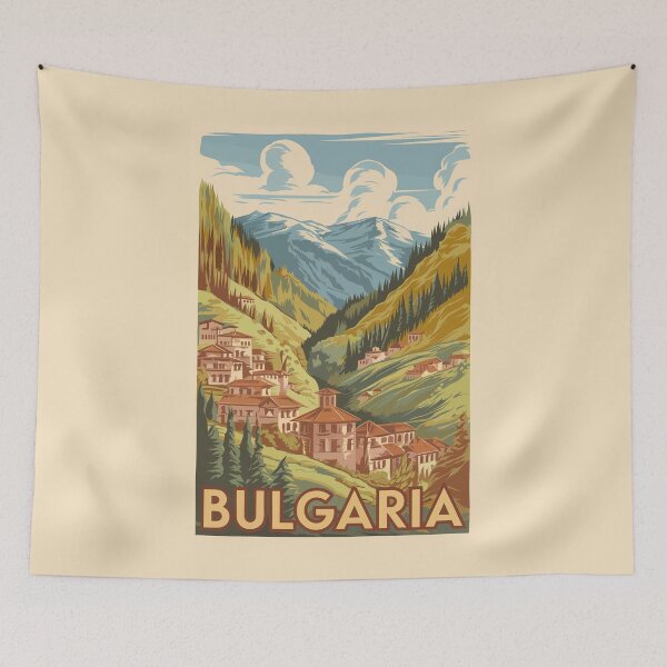 Item preview, Bulgaria Painterly Illustration Travel Art Vintage designed and sold by KrisSidDesigns.