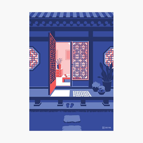 Aperçu de l'œuvre Copie de Hanok (version nocturne) - Architecture traditionnelle coréenne créée et vendue par Coen Pohl.