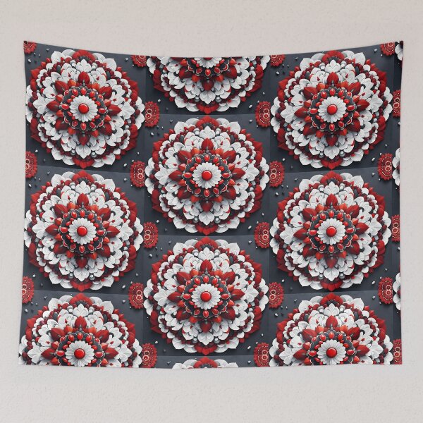 Item preview, Mandala with red and white stones designed and sold by PrintLabStudio.
