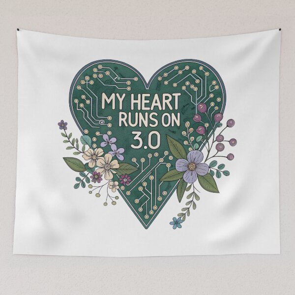 Item preview, My Heart Runs on 3.0 – Tech Meets Nature Circuit Board Heart Design designed and sold by AnnDesignStudio.
