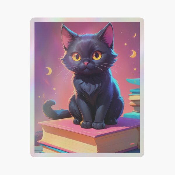 Vista previa del artículo con la obra «Gato negro fantasía», diseñado y vendido por caperaerik.