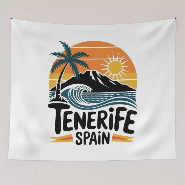 Item preview, Tenerife Spain Vintage Retro Design – Sunset, Waves & Teide designed and sold by pod24.