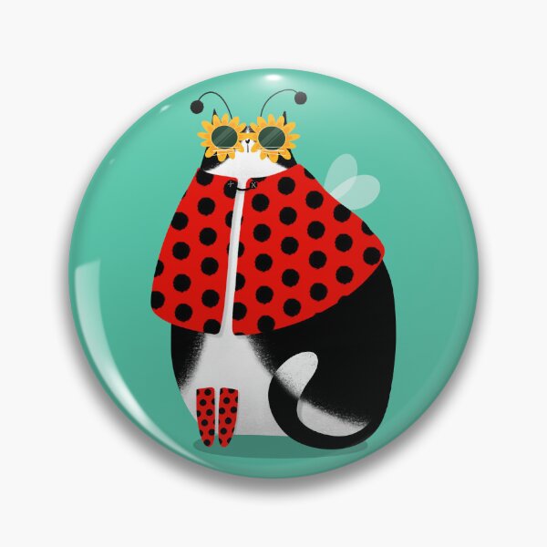 Item preview, Cute Tuxedo Cat Spring Ladybug designed and sold by poket.piktures.