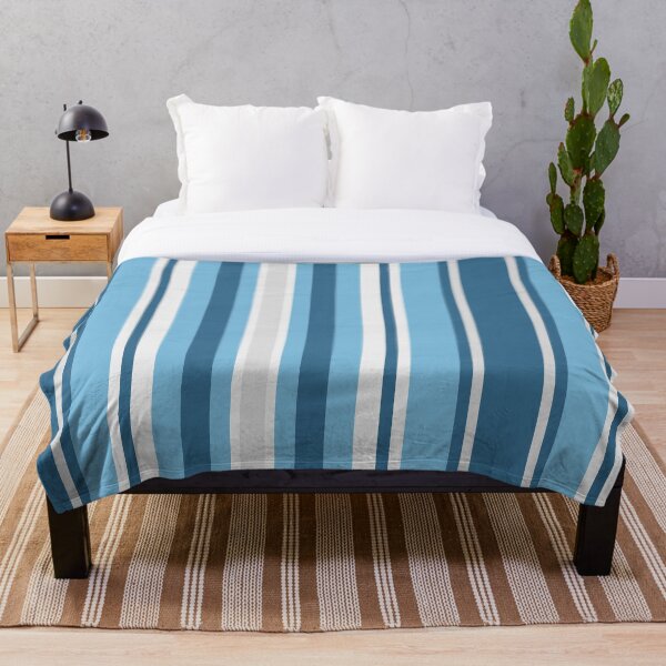 Item preview, Modern Colorful Blue White Southwestern Boho Geometric Vertical Stripes Pattern  designed and sold by BWDecorPattern.