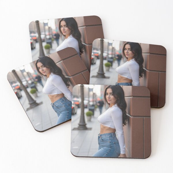Item preview, Stylish Woman in White Top and Jeans designed and sold by AIGirlsMag.