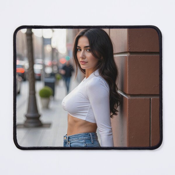 Item preview, Stylish Woman in White Top and Jeans designed and sold by AIGirlsMag.