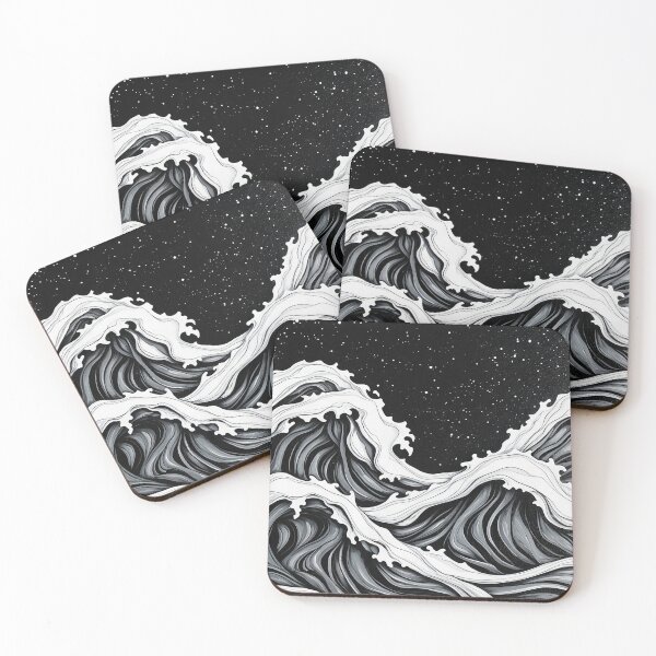 Item preview, Celestial Tides Black and White Cosmic Waves designed and sold by ArtComixHaven.