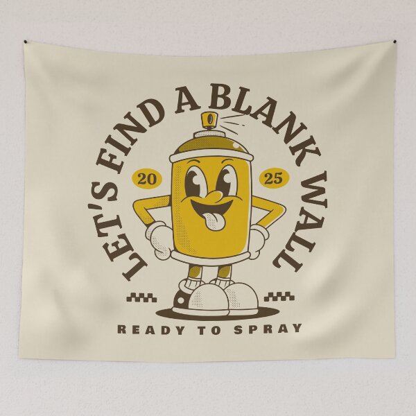 Item preview, Let's find a blank wall, spray paint can character designed and sold by adipra.