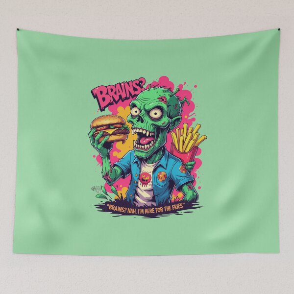 Item preview, Zombie Fast Food Fan Art Print - Comical Burger & Fries Monster Design - Pop Culture Humor for Horror Fans, Kitchen Decor & Gift for Foodies designed and sold by WeirdlyWorn.