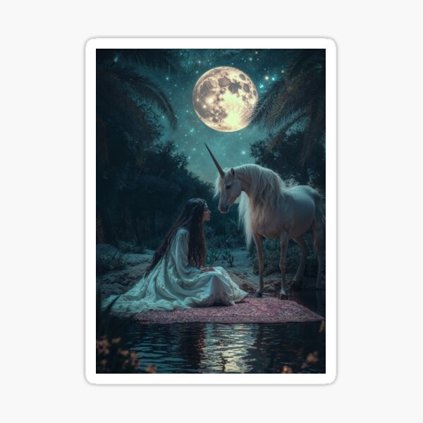Vista previa del artículo con la obra «Susurros a la luz de la luna: El secreto del unicornio», diseñado y vendido por LemurianPortals.