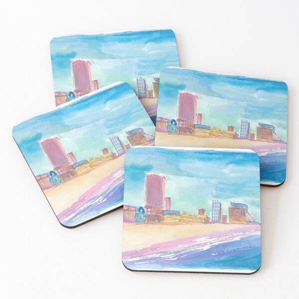 Item preview, Golden Shores of Atlantic City – Boardwalk and Skyline Glow designed and sold by artshop77.