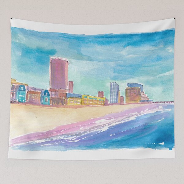 Item preview, Golden Shores of Atlantic City – Boardwalk and Skyline Glow designed and sold by artshop77.