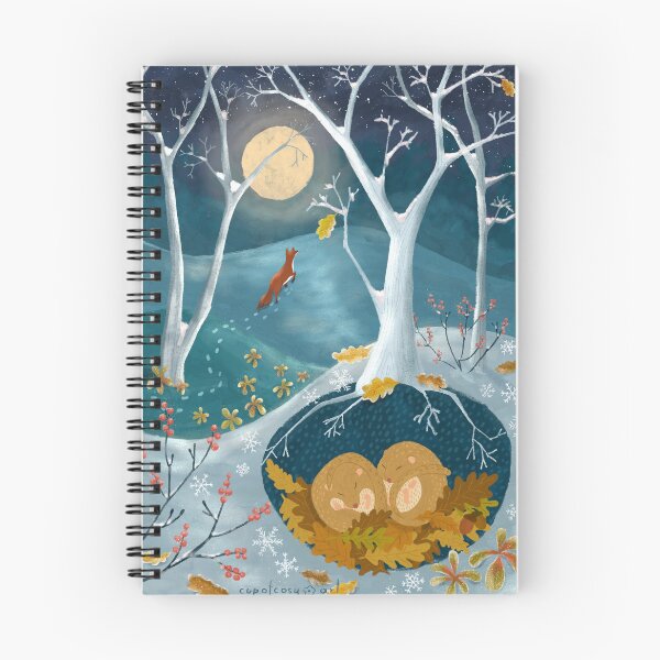Item preview, Winter forest at night with sleeping field mice and a fox  designed and sold by Cup of Cosy Art.