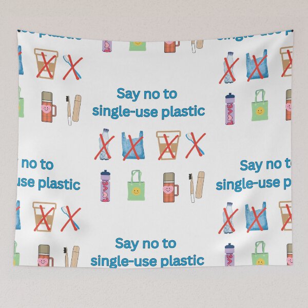 Item preview, Say no to single-use plastic, save the Planet, environement, ecofriendly, simple, weird quote,  text,  designed and sold by Coolparrotgirl.
