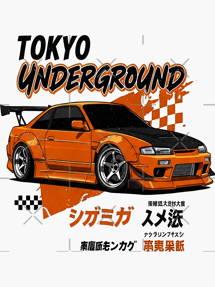 Sweat à Capuche Avec Motif Deux Voitures De Course JDM Drift De Nuit - Design Rétro Japonais Pour Amateurs De Tuning Et De Drift