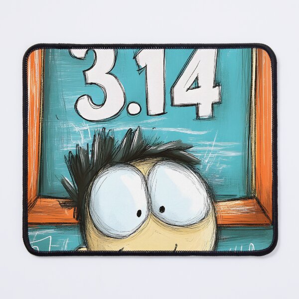 Item preview, Pi Day Quirky Fun – Happy Cartoon Character Standing Under a Bold 3.14 Frame, Perfect for Math Geeks designed and sold by FUNqoosh.
