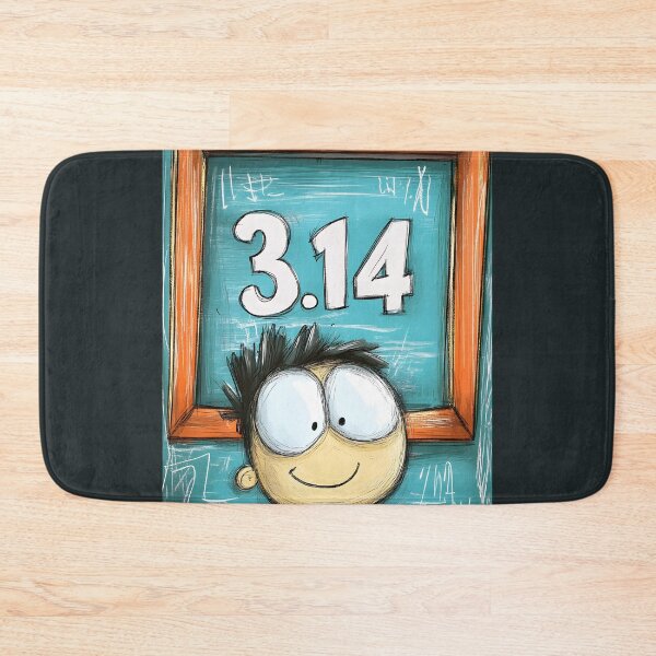 Item preview, Pi Day Quirky Fun – Happy Cartoon Character Standing Under a Bold 3.14 Frame, Perfect for Math Geeks designed and sold by FUNqoosh.