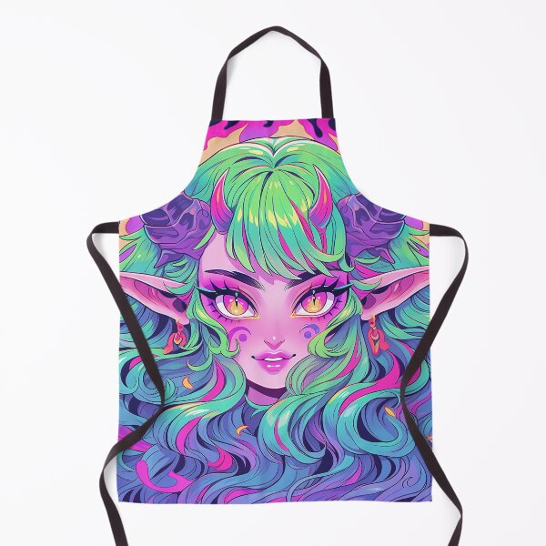 Item preview, Neon Ram Horn Demon Anime Girl designed and sold by bubblegoth.