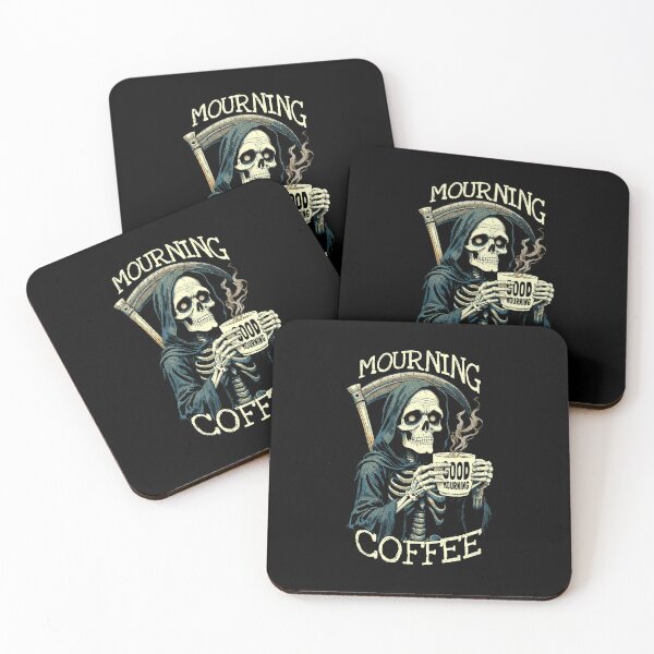 Item preview, Mourning Coffee Lover Funny Cute Gothic Grim Reaper Skeleton designed and sold by GrandeDuc.