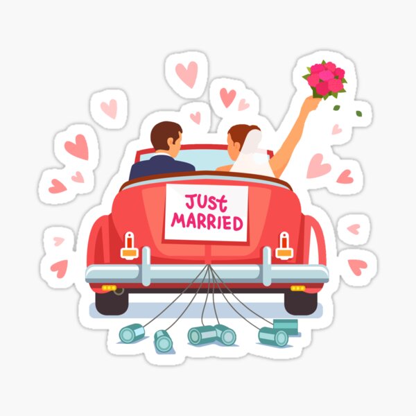 Sticker Just married pour voiture Couleur Blanc Taille du stickers Petit  format