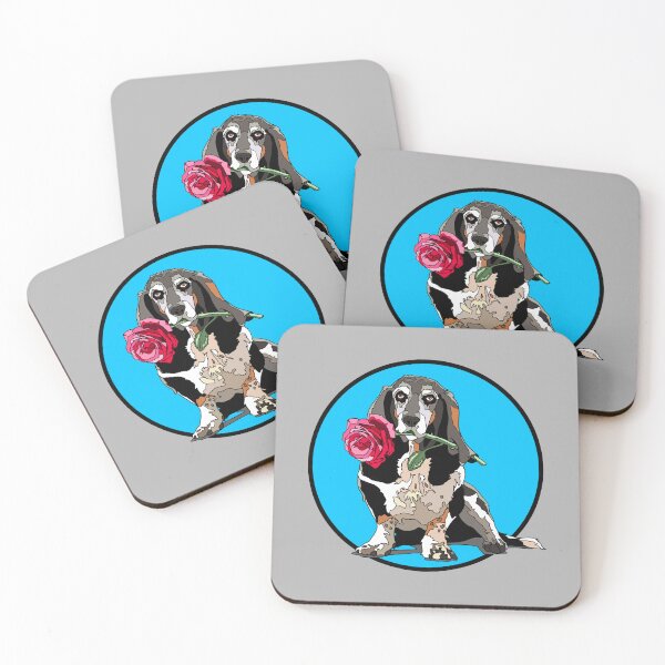 Artikelvorschau, Basset Hound mit Rose | Geschenk für Basset Hound-Liebhaber entworfen und verkauft von Marian Murdoch.