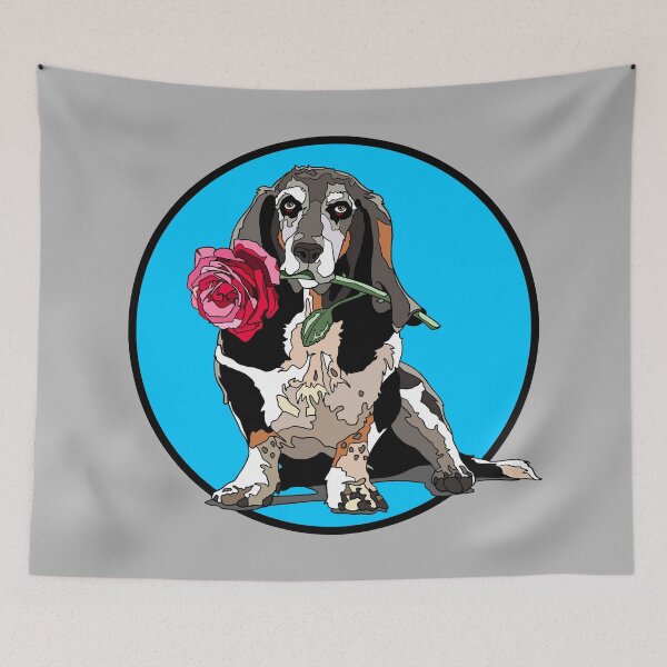 Item preview, Basset Hound with Rose | Gift for Basset Hound Lover designed and sold by Marian Murdoch.