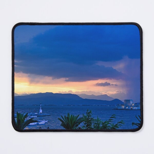 Item preview, Stormy sky and sunset over the castle Bourtzi in Nafplio, Greece,summertime designed and sold by goceris.